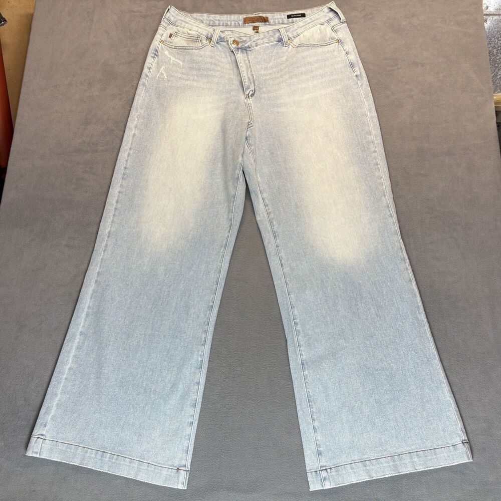 Judy Blue Size 20W Retro Wide Leg Jeans Light Wash High Rise Stretch Denim Boho - Picture 2 of 11